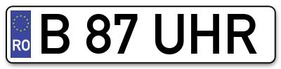 Placuta inmatriculare numar auto  B-87-UHR, B 87 UHR, B87UHR