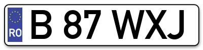 Placuta inmatriculare numar auto  B-87-WXJ, B 87 WXJ, B87WXJ