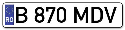 Placuta inmatriculare numar auto  B-870-MDV, B 870 MDV, B870MDV
