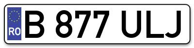 Placuta inmatriculare numar auto  B-877-ULJ, B 877 ULJ, B877ULJ