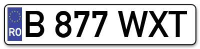 Placuta inmatriculare numar auto  B-877-WXT, B 877 WXT, B877WXT