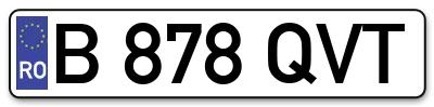 Placuta inmatriculare numar auto  B-878-QVT, B 878 QVT, B878QVT