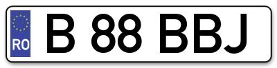 Placuta inmatriculare numar auto  B-88-BBJ, B 88 BBJ, B88BBJ