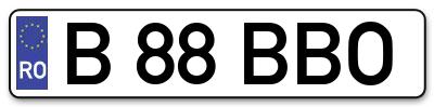 Placuta inmatriculare numar auto  B-88-BBO, B 88 BBO, B88BBO