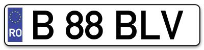 Placuta inmatriculare numar auto  B-88-BLV, B 88 BLV, B88BLV