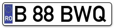 Placuta inmatriculare numar auto  B-88-BWQ, B 88 BWQ, B88BWQ