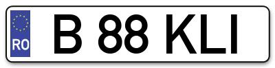 Placuta inmatriculare numar auto  B-88-KLI, B 88 KLI, B88KLI