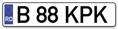 Placuta inmatriculare numar auto  B-88-KPK, B 88 KPK, B88KPK