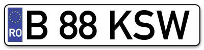 Placuta inmatriculare numar auto  B-88-KSW, B 88 KSW, B88KSW