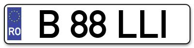 Placuta inmatriculare numar auto  B-88-LLI, B 88 LLI, B88LLI