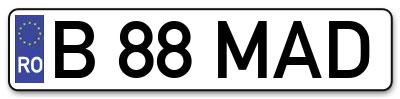 Placuta inmatriculare numar auto  B-88-MAD, B 88 MAD, B88MAD