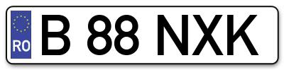 Placuta inmatriculare numar auto  B-88-NXK, B 88 NXK, B88NXK
