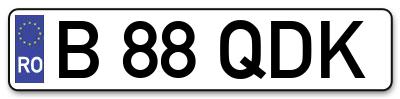 Placuta inmatriculare numar auto  B-88-QDK, B 88 QDK, B88QDK