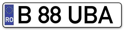 Placuta inmatriculare numar auto  B-88-UBA, B 88 UBA, B88UBA