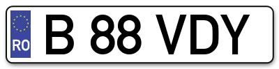 Placuta inmatriculare numar auto  B-88-VDY, B 88 VDY, B88VDY