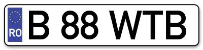 Placuta inmatriculare numar auto  B-88-WTB, B 88 WTB, B88WTB