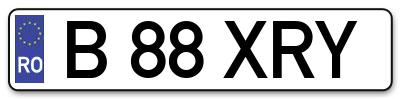 Placuta inmatriculare numar auto  B-88-XRY, B 88 XRY, B88XRY