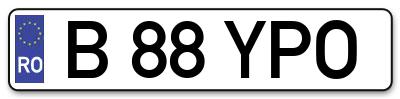 Placuta inmatriculare numar auto  B-88-YPO, B 88 YPO, B88YPO