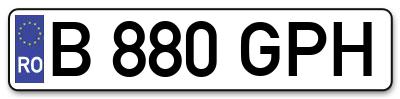 Placuta inmatriculare numar auto  B-880-GPH, B 880 GPH, B880GPH