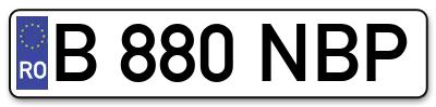 Placuta inmatriculare numar auto  B-880-NBP, B 880 NBP, B880NBP