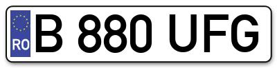 Placuta inmatriculare numar auto  B-880-UFG, B 880 UFG, B880UFG