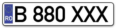 Placuta inmatriculare numar auto  B-880-XXX, B 880 XXX, B880XXX