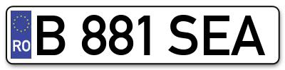 Placuta inmatriculare numar auto  B-881-SEA, B 881 SEA, B881SEA