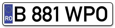 Placuta inmatriculare numar auto  B-881-WPO, B 881 WPO, B881WPO