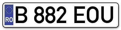 Placuta inmatriculare numar auto  B-882-EOU, B 882 EOU, B882EOU