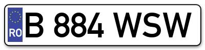 Placuta inmatriculare numar auto  B-884-WSW, B 884 WSW, B884WSW