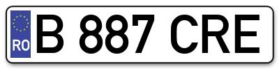 Placuta inmatriculare numar auto  B-887-CRE, B 887 CRE, B887CRE