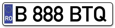 Placuta inmatriculare numar auto  B-888-BTQ, B 888 BTQ, B888BTQ