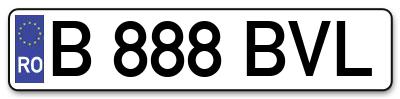 Placuta inmatriculare numar auto  B-888-BVL, B 888 BVL, B888BVL