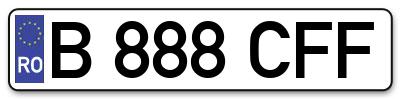 Placuta inmatriculare numar auto  B-888-CFF, B 888 CFF, B888CFF