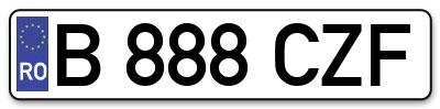 Placuta inmatriculare numar auto  B-888-CZF, B 888 CZF, B888CZF