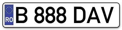 Placuta inmatriculare numar auto  B-888-DAV, B 888 DAV, B888DAV