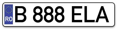Placuta inmatriculare numar auto  B-888-ELA, B 888 ELA, B888ELA