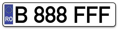 Placuta inmatriculare numar auto  B-888-FFF, B 888 FFF, B888FFF