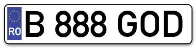 Placuta inmatriculare numar auto  B-888-GOD, B 888 GOD, B888GOD