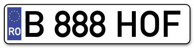 Placuta inmatriculare numar auto  B-888-HOF, B 888 HOF, B888HOF