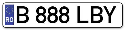Placuta inmatriculare numar auto  B-888-LBY, B 888 LBY, B888LBY