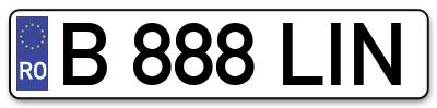 Placuta inmatriculare numar auto  B-888-LIN, B 888 LIN, B888LIN
