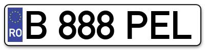 Placuta inmatriculare numar auto  B-888-PEL, B 888 PEL, B888PEL