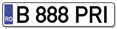Placuta inmatriculare numar auto  B-888-PRI, B 888 PRI, B888PRI