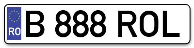 Placuta inmatriculare numar auto  B-888-ROL, B 888 ROL, B888ROL