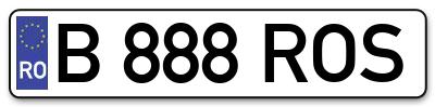 Placuta inmatriculare numar auto  B-888-ROS, B 888 ROS, B888ROS