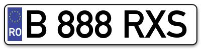 Placuta inmatriculare numar auto  B-888-RXS, B 888 RXS, B888RXS