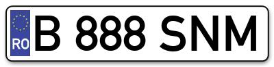 Placuta inmatriculare numar auto  B-888-SNM, B 888 SNM, B888SNM