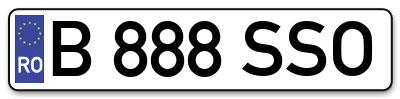 Placuta inmatriculare numar auto  B-888-SSO, B 888 SSO, B888SSO