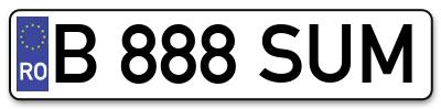 Placuta inmatriculare numar auto  B-888-SUM, B 888 SUM, B888SUM